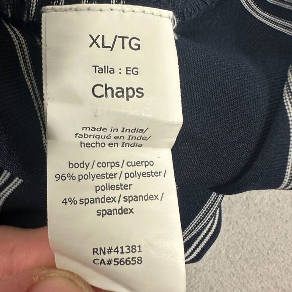 Chaps Mens Size XL Stay-Dry Navy Striped Polo Shirt - Picture 4 of 7
